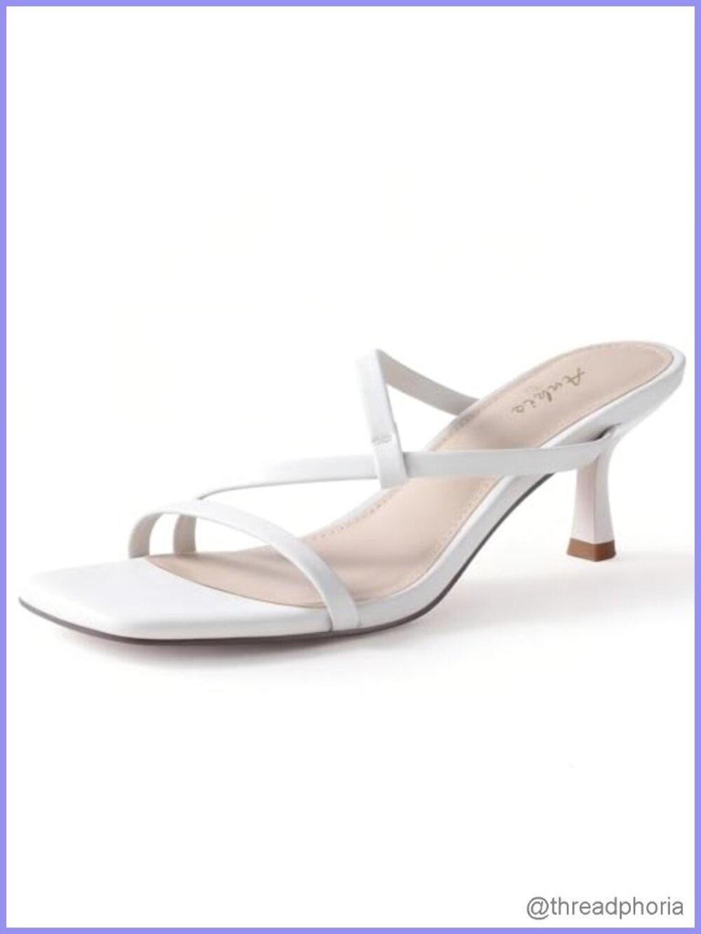 Strappy Square Toe Kitten Heels Sandals Non-Slip Slip On 2.25 Inch